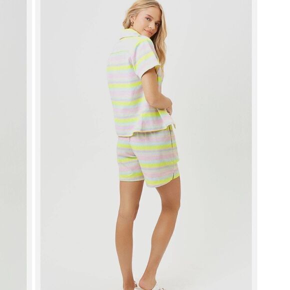 Frankie’s Bikinis Neon Linen Striped Lou Button Up Shirt NWT - Picture 13 of 13